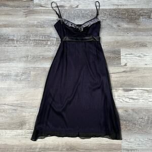 Ana Alcazar Black Silk Midi Dress with Sheer Overlay & Feather Trim Coquette